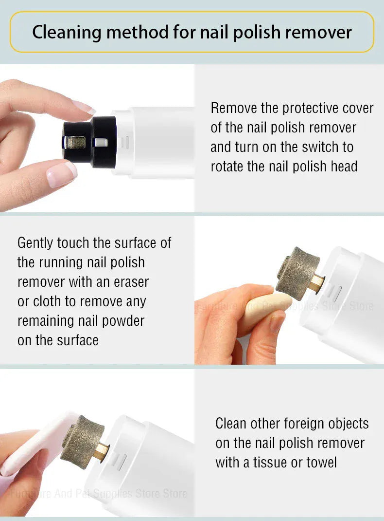 Electric Pet Nail Grinder - Rechargeable USB Dog & Cat Nail Clipper with LED Light, 2 Speeds & 3 Grinding Heads, Quiet Paws Grooming Tool