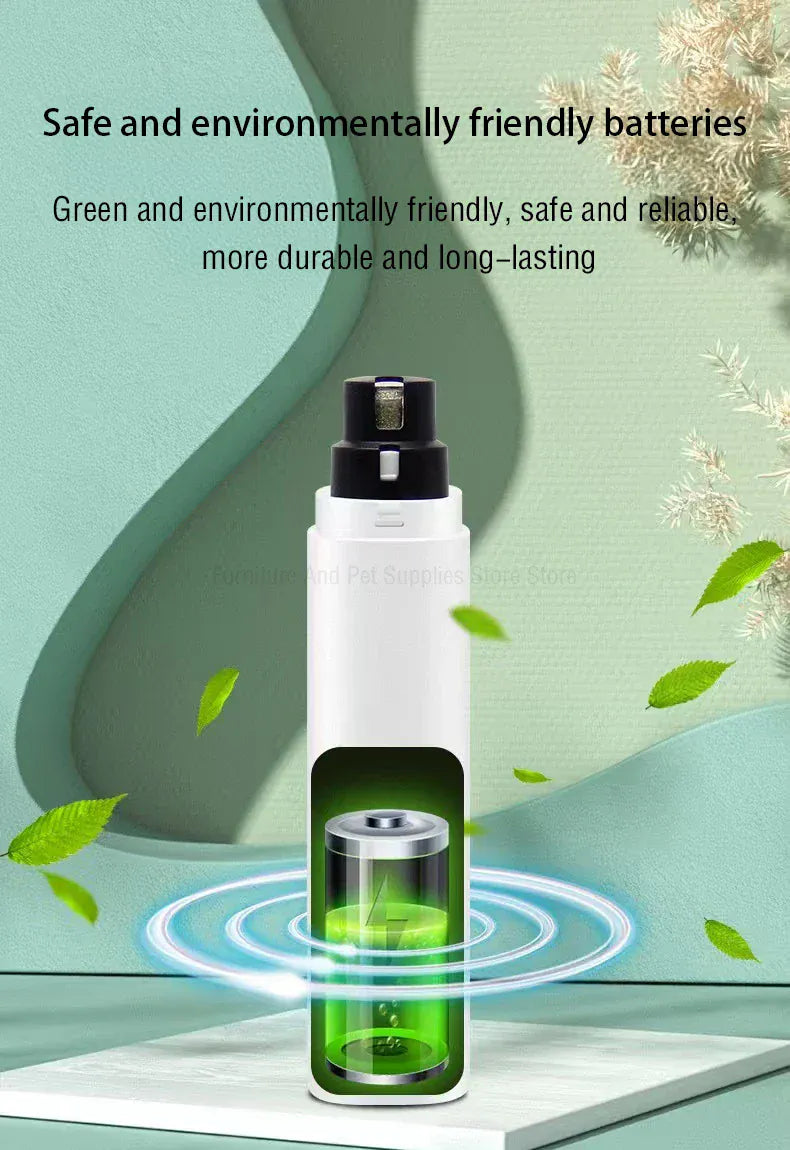 Electric Pet Nail Grinder - Rechargeable USB Dog & Cat Nail Clipper with LED Light, 2 Speeds & 3 Grinding Heads, Quiet Paws Grooming Tool