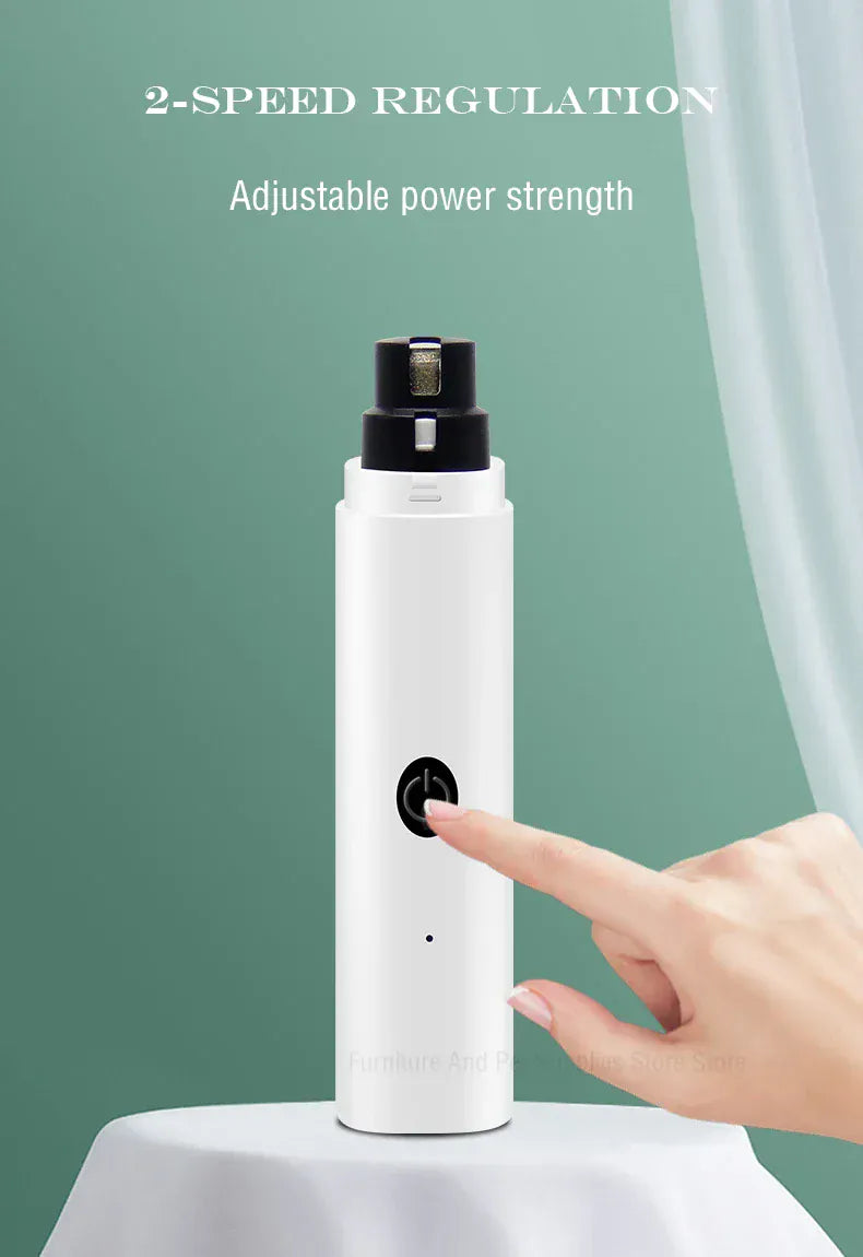 Electric Pet Nail Grinder - Rechargeable USB Dog & Cat Nail Clipper with LED Light, 2 Speeds & 3 Grinding Heads, Quiet Paws Grooming Tool