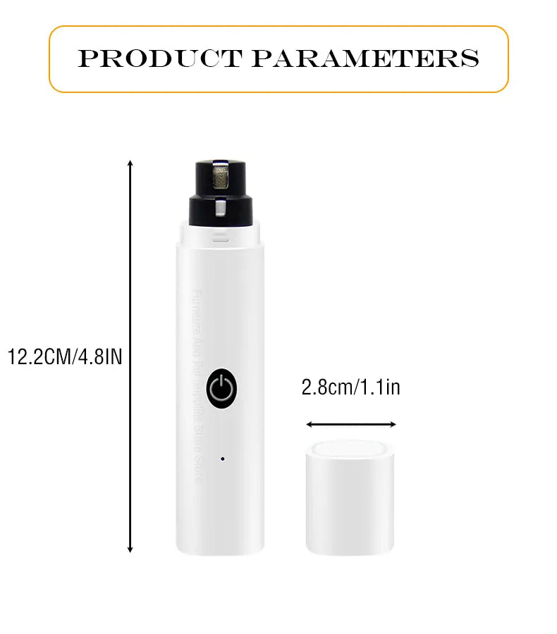 Electric Pet Nail Grinder - Rechargeable USB Dog & Cat Nail Clipper with LED Light, 2 Speeds & 3 Grinding Heads, Quiet Paws Grooming Tool