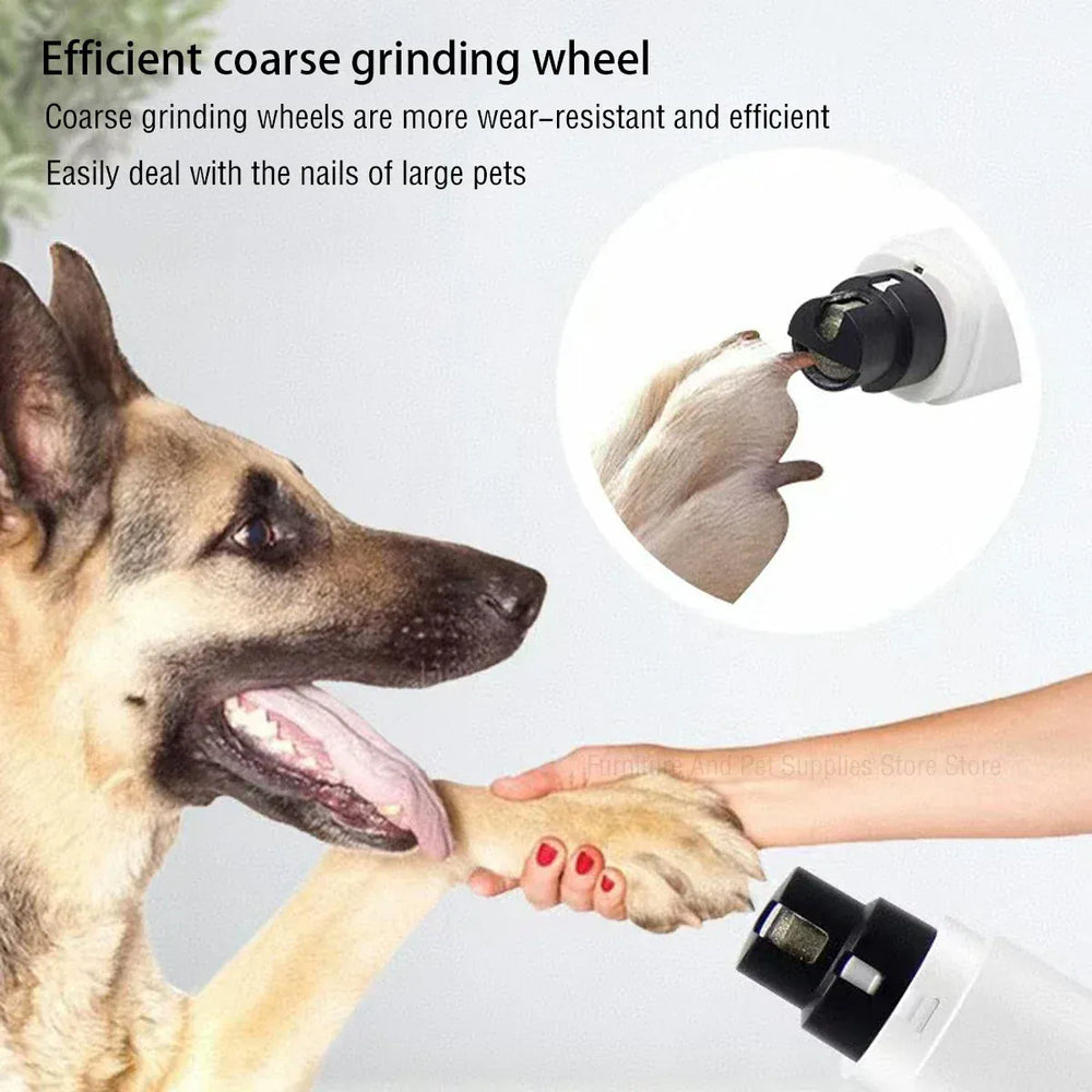 Electric Pet Nail Grinder - Rechargeable USB Dog & Cat Nail Clipper with LED Light, 2 Speeds & 3 Grinding Heads, Quiet Paws Grooming Tool
