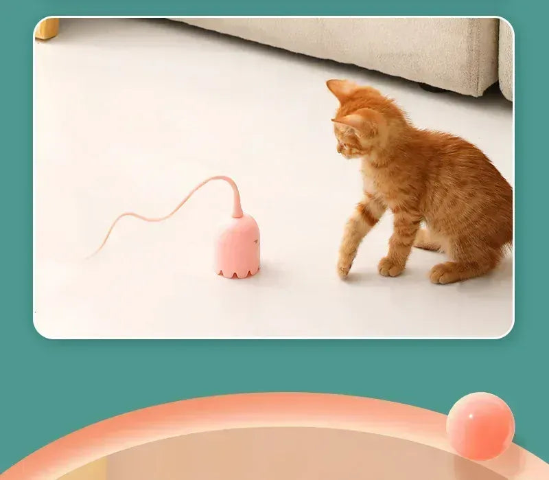 Electric Rolling Ball Cat Toy - Automatic Silicone Mouse Tail USB Charging