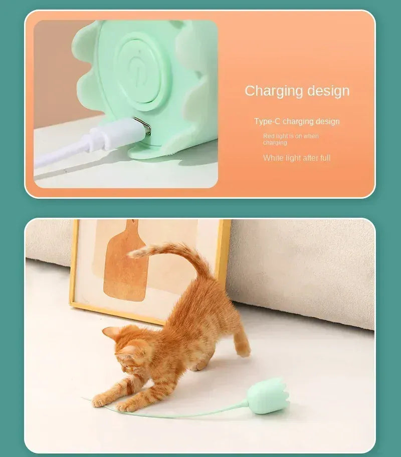 Electric Rolling Ball Cat Toy - Automatic Silicone Mouse Tail USB Charging