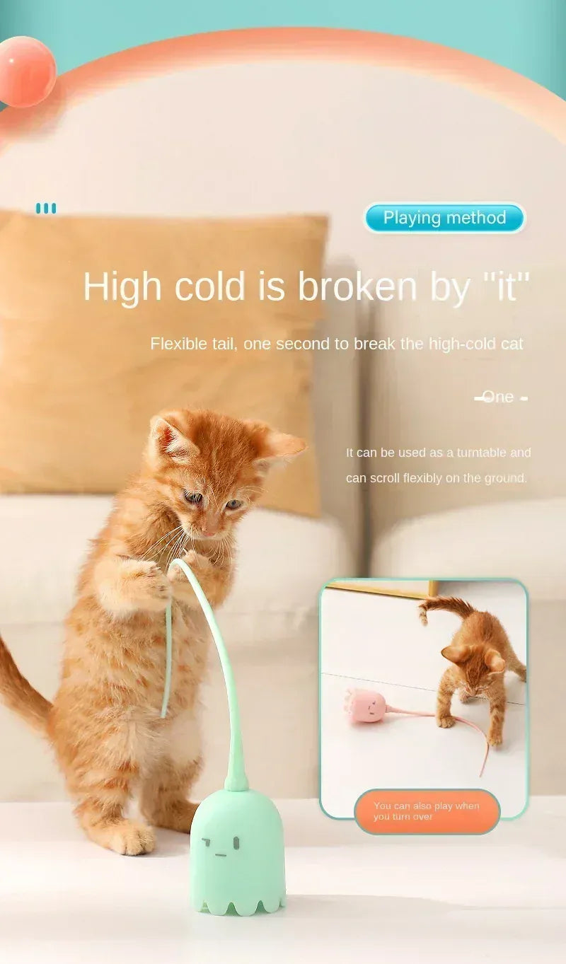 Electric Rolling Ball Cat Toy - Automatic Silicone Mouse Tail USB Charging