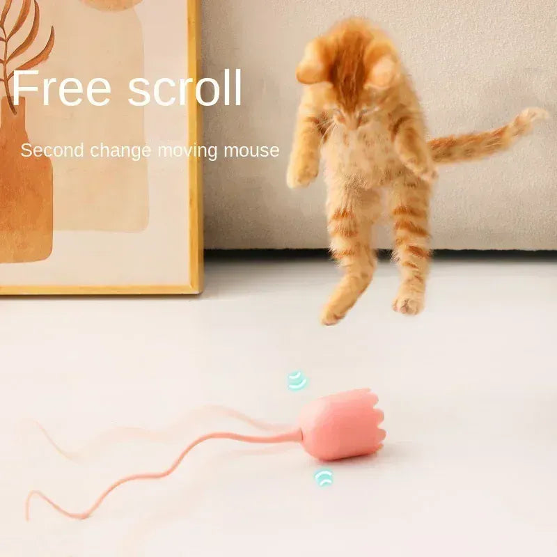Electric Rolling Ball Cat Toy - Automatic Silicone Mouse Tail USB Charging