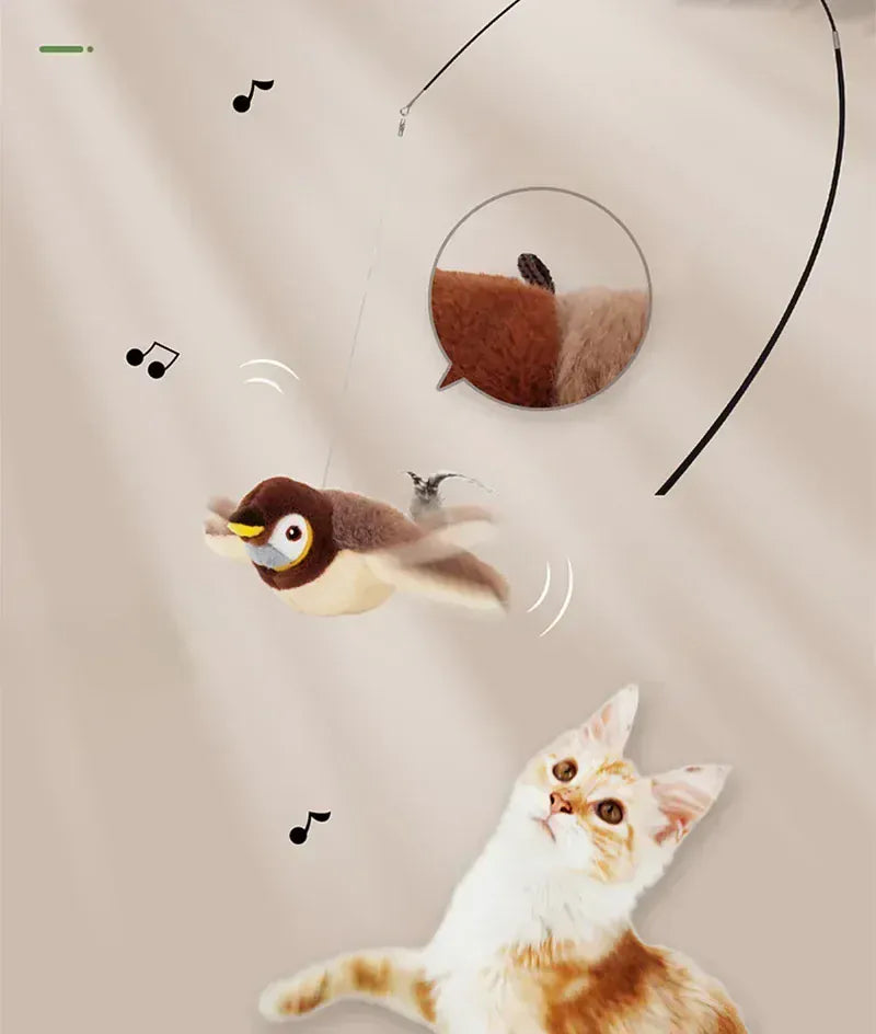 Electronic Flapping Bird Cat Toy - USB Rechargeable Touch Activated with Catnip