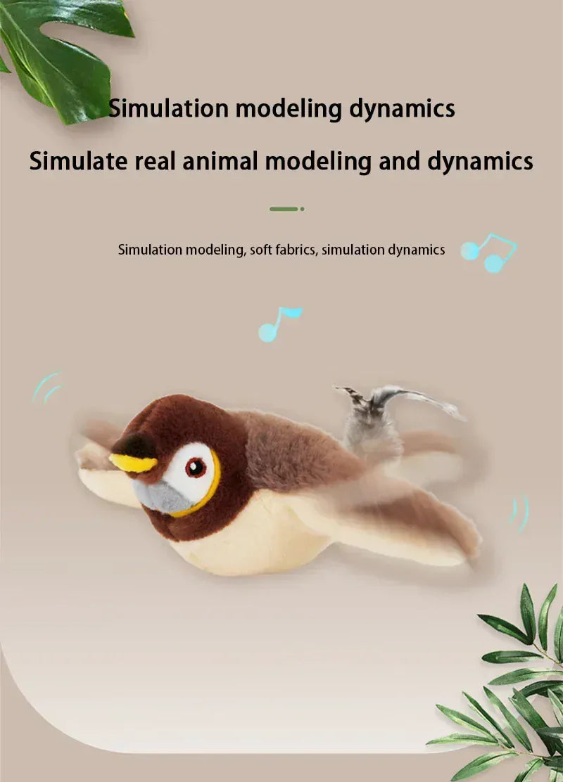 Electronic Flapping Bird Cat Toy - USB Rechargeable Touch Activated with Catnip