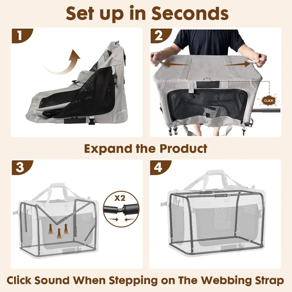 Extra Large Cat Carrier for 2 Cats – Portable Collapsible Soft Sided Pet Travel Carrier 24x16x16 Inches