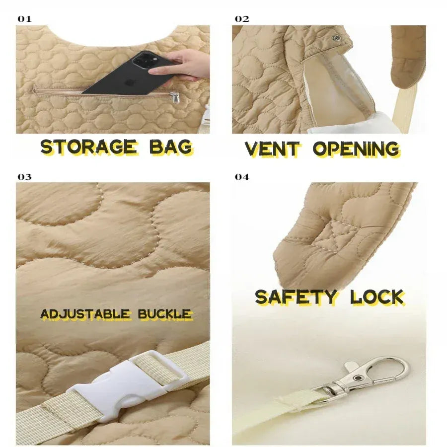 Extra Large Pet Chest Carrier Bag - Waterproof & Wind Resistant Dog Cat Backpack, Hands-Free Front Carrier for Pets Under 4kg