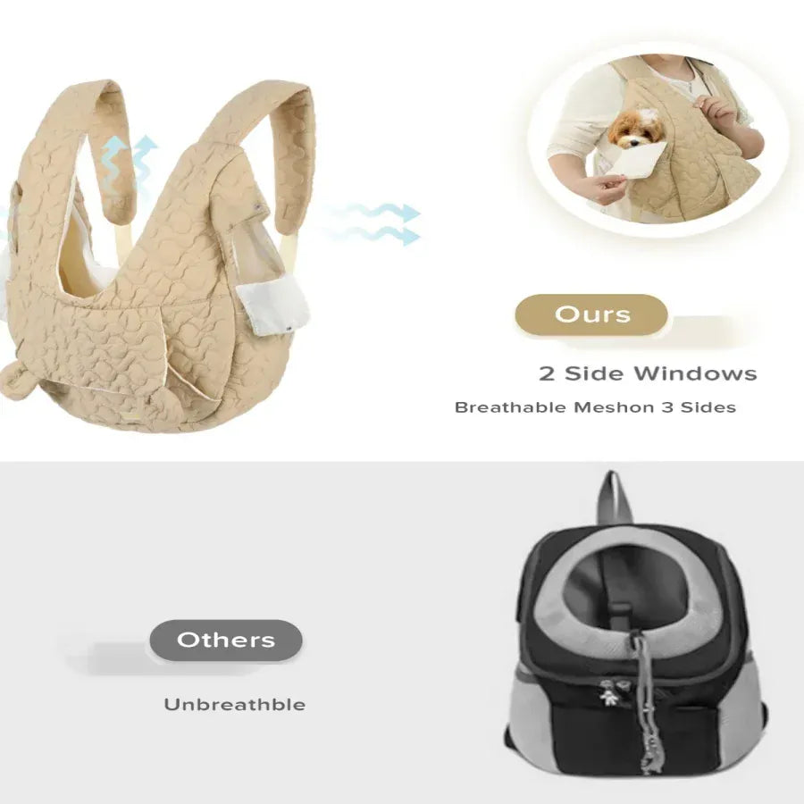 Extra Large Pet Chest Carrier Bag - Waterproof & Wind Resistant Dog Cat Backpack, Hands-Free Front Carrier for Pets Under 4kg