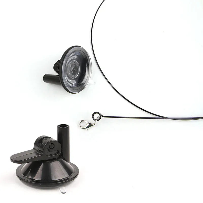 Feather Teaser Stick for Cats - Suction Cup Mount Interactive Bird Toy Safe