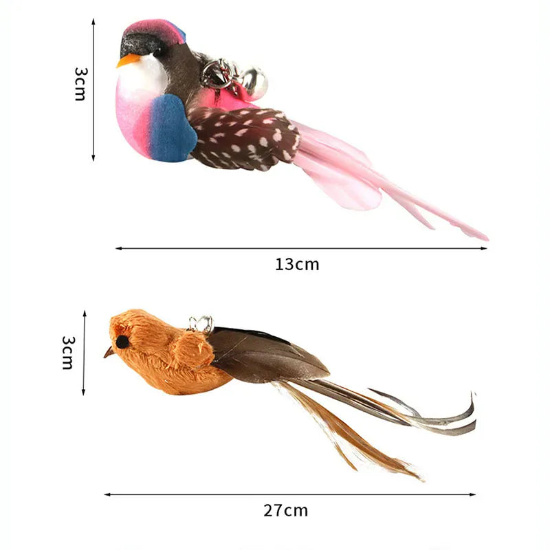 Feather Teaser Stick for Cats - Suction Cup Mount Interactive Bird Toy Safe