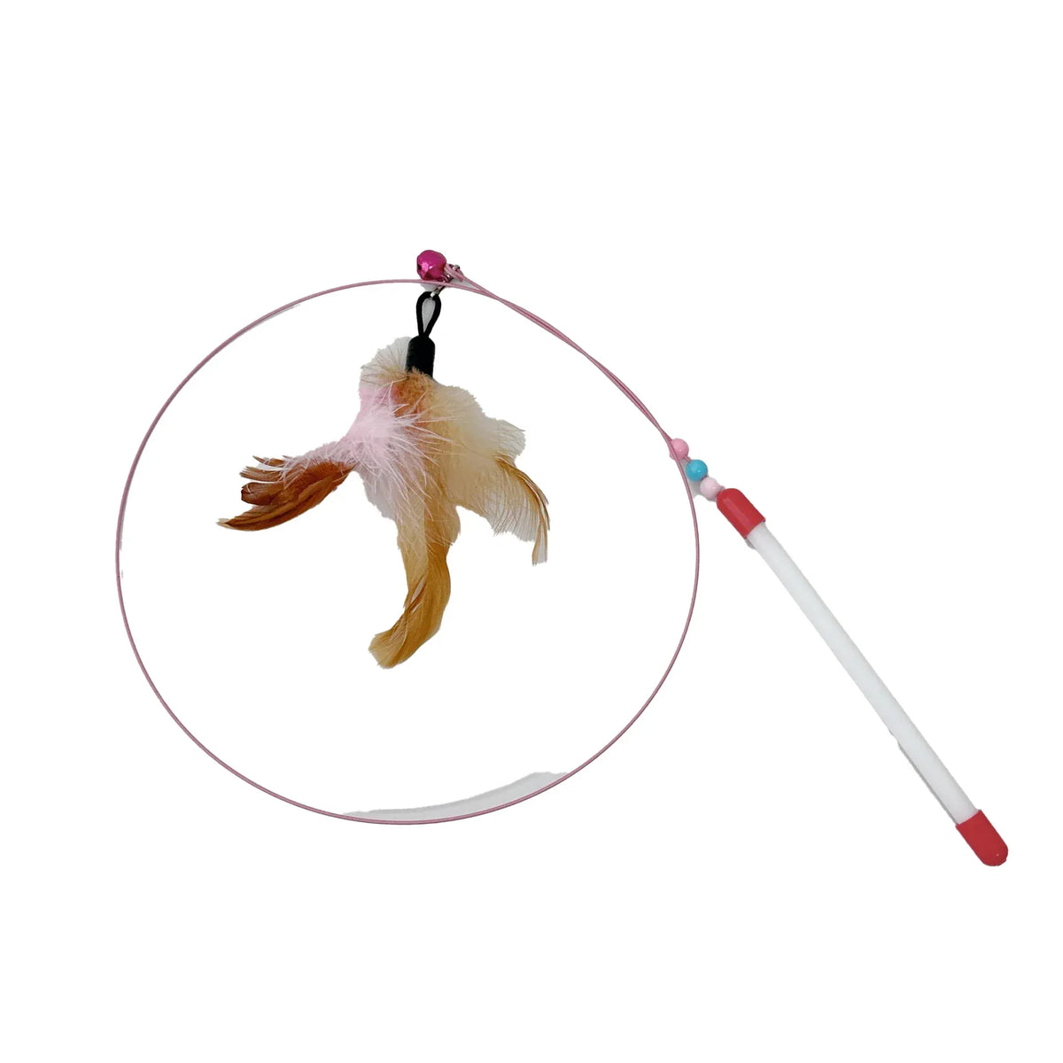 Feather Teaser Wand Toy - Interactive Cat Toy with Bell Fish Plush Attachment