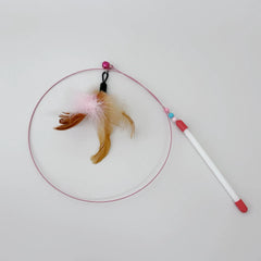 Feather Teaser Wand Toy - Interactive Cat Toy with Bell Fish Plush Attachment