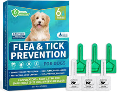 Flea and Tick Prevention Drops for Small Dogs – 6-Month Supply, Topical Treatment for Dogs 5-22 lbs