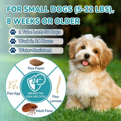 Flea and Tick Prevention Drops for Small Dogs – 6-Month Supply, Topical Treatment for Dogs 5-22 lbs