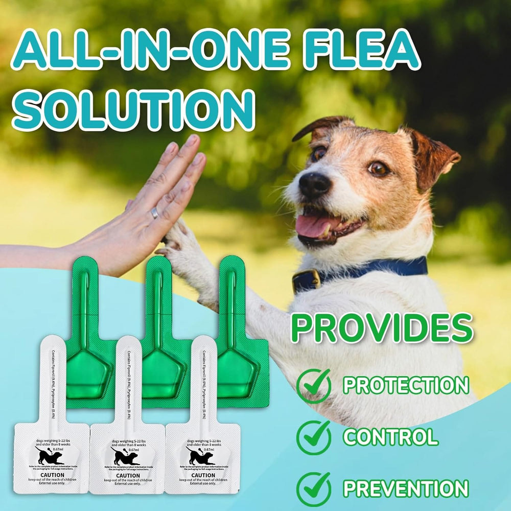 Flea and Tick Prevention Drops for Small Dogs – 6-Month Supply, Topical Treatment for Dogs 5-22 lbs