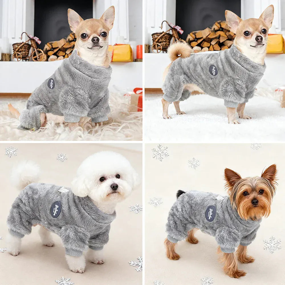 Fleece Dog Pajamas - Cozy Winter Sleepwear for Small Breeds & Cats
