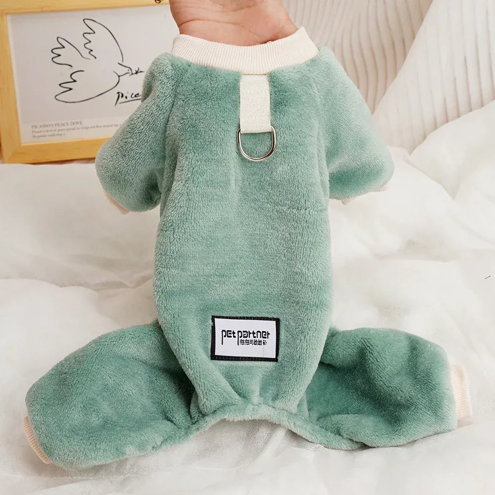 Fleece Warm Pet Clothes – Winter Dog Jumpsuit Pajamas | Pomeranian & Small Dog Nightshirt | Cozy Puppy & Cat Overalls Pijamas