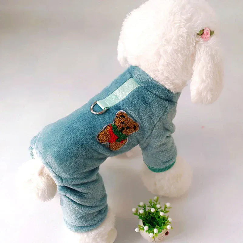 Fleece Warm Pet Clothes – Winter Dog Jumpsuit Pajamas | Pomeranian & Small Dog Nightshirt | Cozy Puppy & Cat Overalls Pijamas