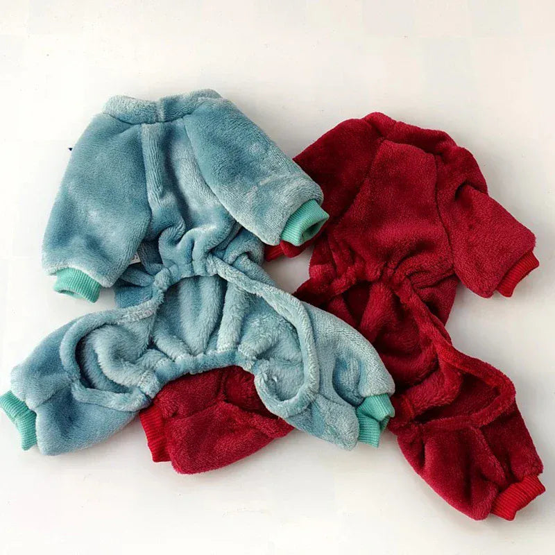 Fleece Warm Pet Clothes – Winter Dog Jumpsuit Pajamas | Pomeranian & Small Dog Nightshirt | Cozy Puppy & Cat Overalls Pijamas