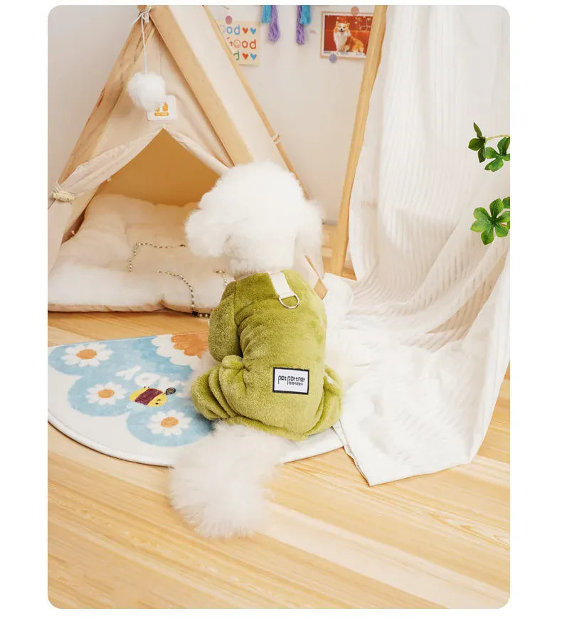 Fleece Warm Pet Clothes – Winter Dog Jumpsuit Pajamas | Pomeranian & Small Dog Nightshirt | Cozy Puppy & Cat Overalls Pijamas