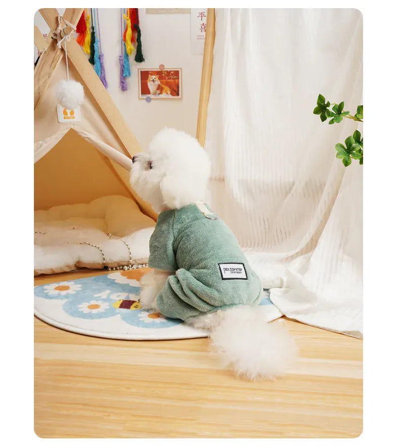 Fleece Warm Pet Clothes – Winter Dog Jumpsuit Pajamas | Pomeranian & Small Dog Nightshirt | Cozy Puppy & Cat Overalls Pijamas