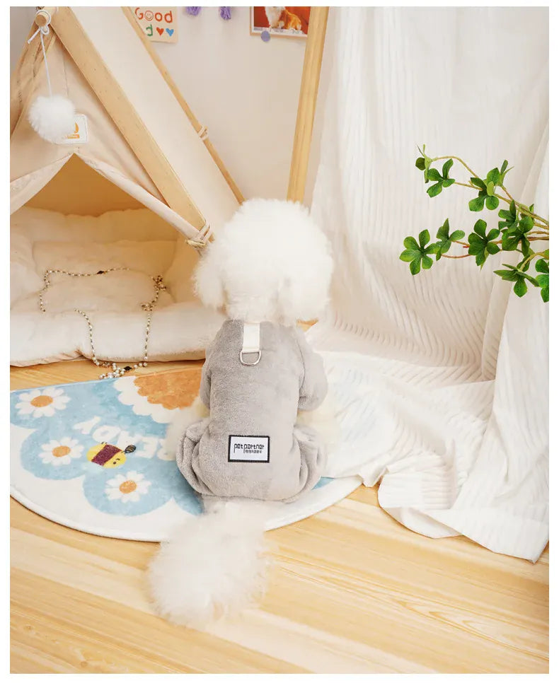 Fleece Warm Pet Clothes – Winter Dog Jumpsuit Pajamas | Pomeranian & Small Dog Nightshirt | Cozy Puppy & Cat Overalls Pijamas