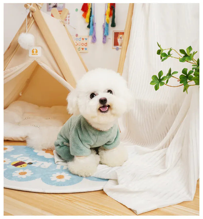 Fleece Warm Pet Clothes – Winter Dog Jumpsuit Pajamas | Pomeranian & Small Dog Nightshirt | Cozy Puppy & Cat Overalls Pijamas
