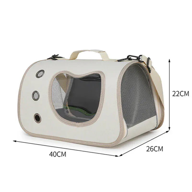 Foldable Pet Carrier Bag for Small Dogs & Cats - Portable Breathable Shoulder Cat Bag, Outdoor Travel Kitten Carrying Sling (40x26x22cm)