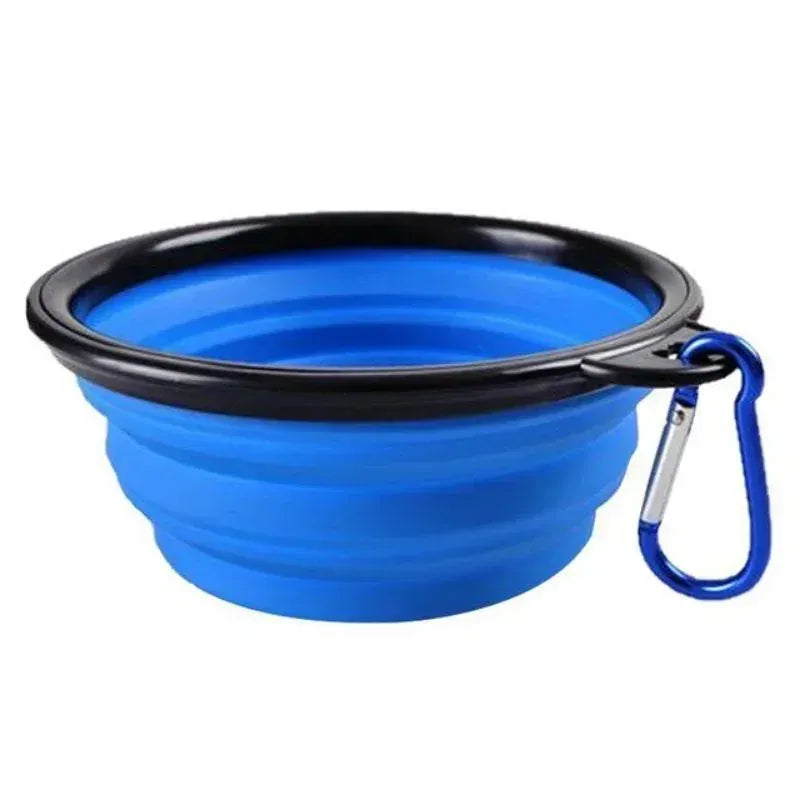 Foldable Pet Travel Bowl - 350ML Silicone Food & Water Dish with Carabiner
