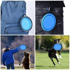 Foldable Pet Travel Bowl - 350ML Silicone Food & Water Dish with Carabiner
