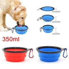 Foldable Pet Travel Bowl - 350ML Silicone Food & Water Dish with Carabiner