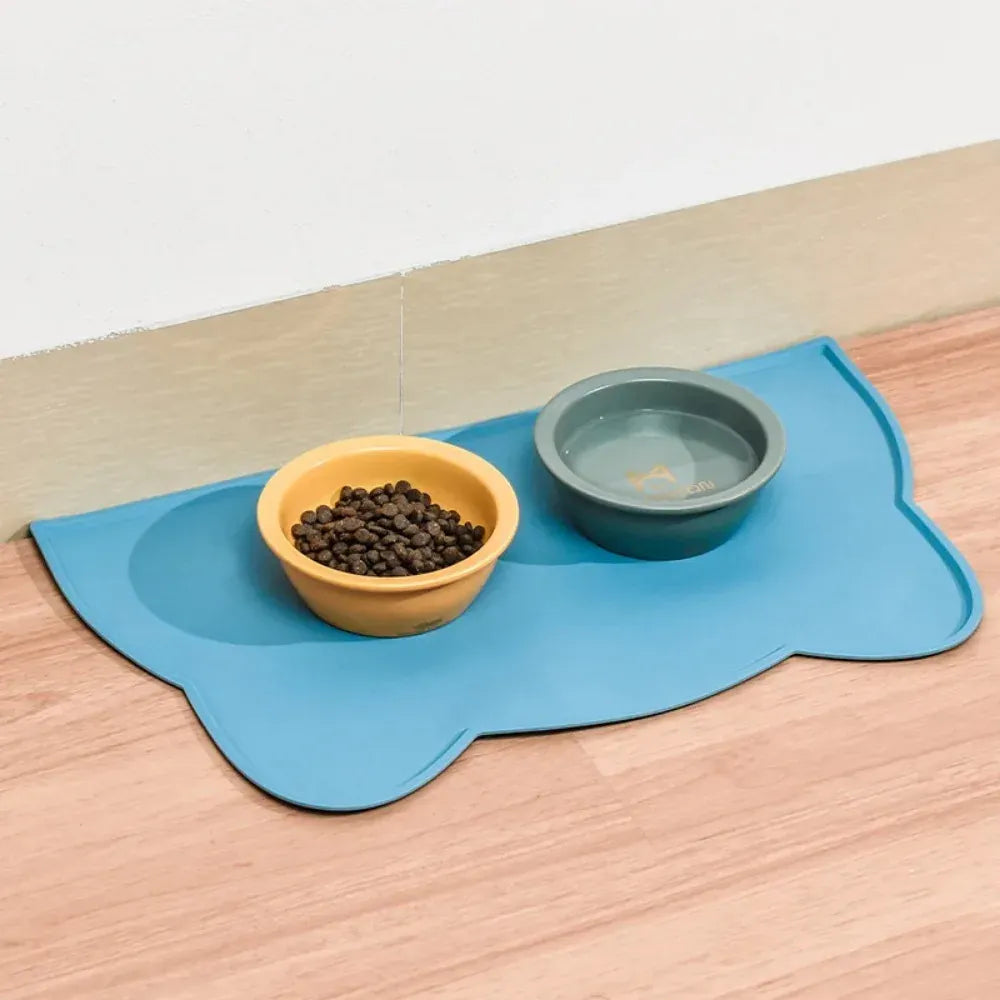 Food Grade Silicone Pet Mat - Waterproof Dog Cat Bowl Placemat, Anti-Slip Easy Clean Feeding Mat for Food and Water Bowls