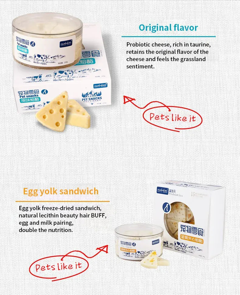 Freeze-Dried Cheese Pet Snacks | High-Calcium Nutrient-Rich Treats for Cats & Dogs | Digestive Aid & Dairy Supplement