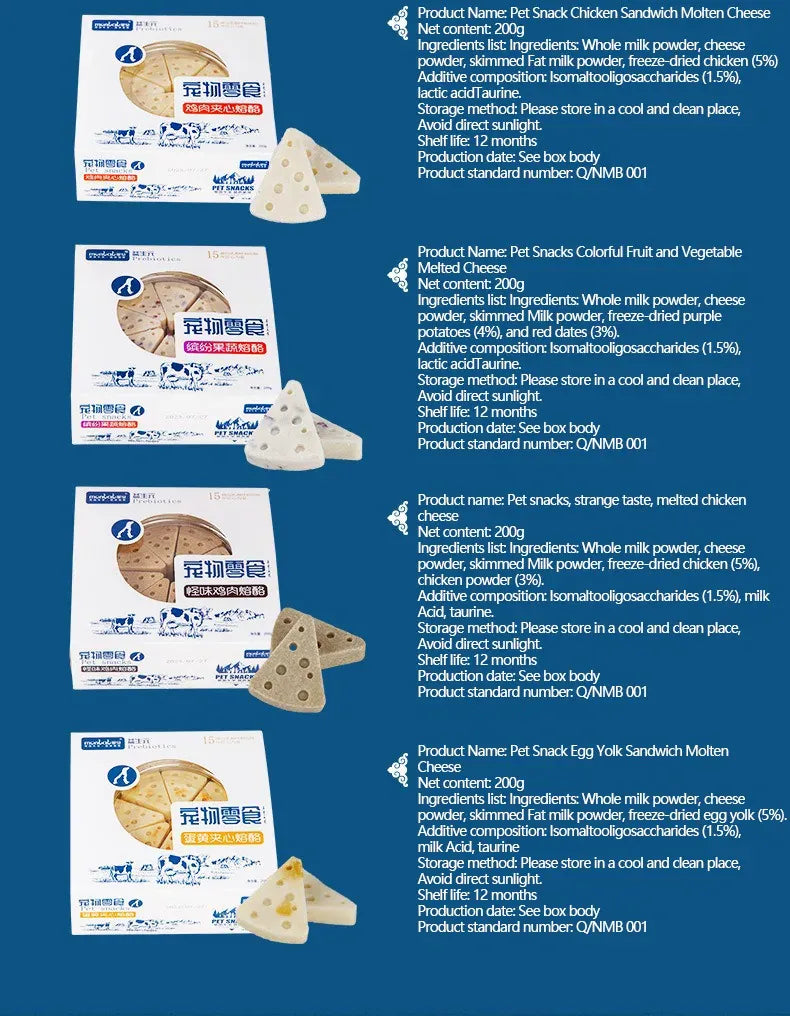 Freeze-Dried Cheese Pet Snacks | High-Calcium Nutrient-Rich Treats for Cats & Dogs | Digestive Aid & Dairy Supplement