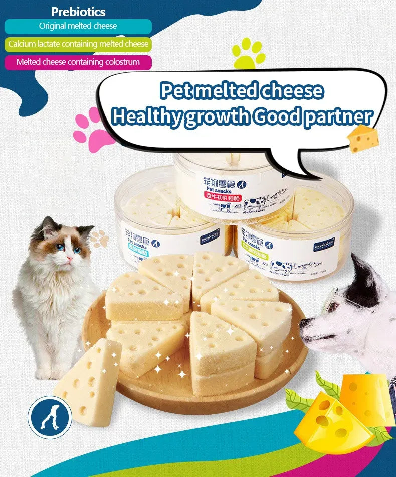 Freeze-Dried Cheese Pet Snacks | High-Calcium Nutrient-Rich Treats for Cats & Dogs | Digestive Aid & Dairy Supplement