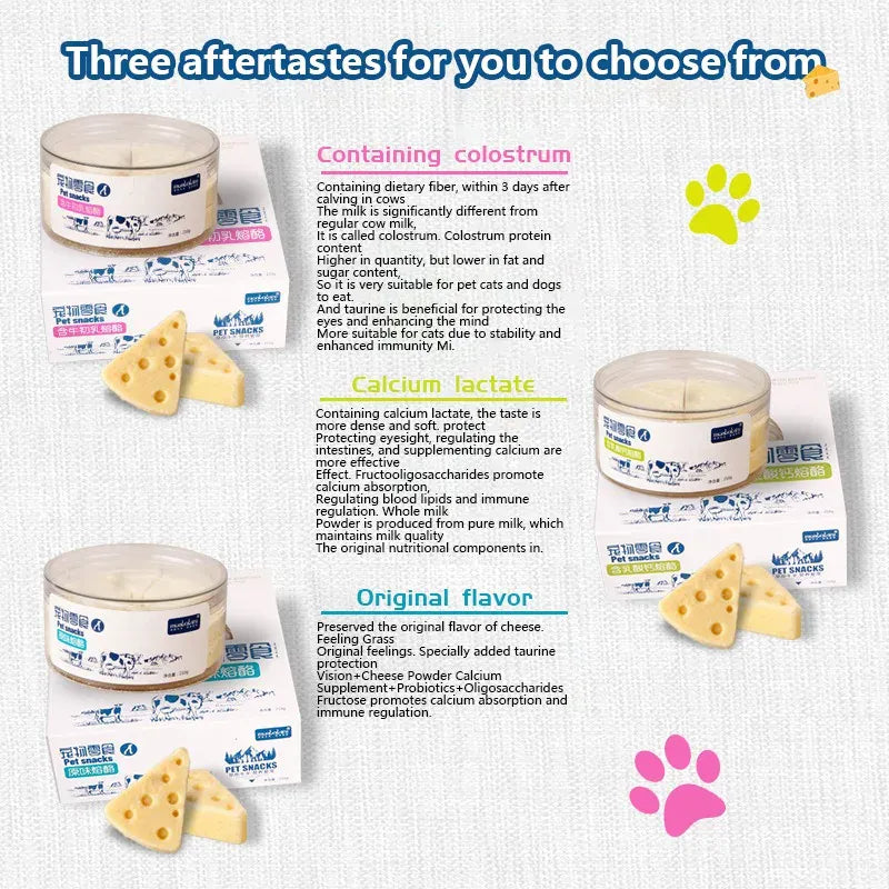 Freeze-Dried Cheese Pet Snacks | High-Calcium Nutrient-Rich Treats for Cats & Dogs | Digestive Aid & Dairy Supplement