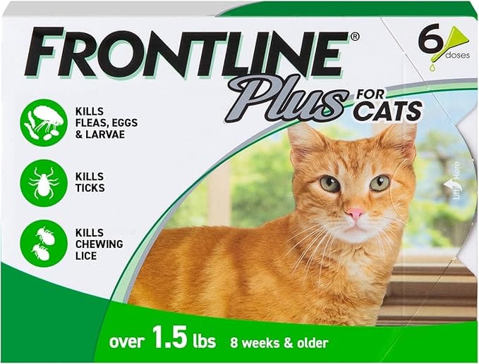 FRONTLINE Plus for Cats Over 1.5 lbs – Flea & Tick Treatment, 6-Month Supply