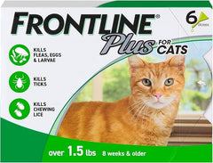 FRONTLINE Plus for Cats Over 1.5 lbs – Flea & Tick Treatment, 6-Month Supply