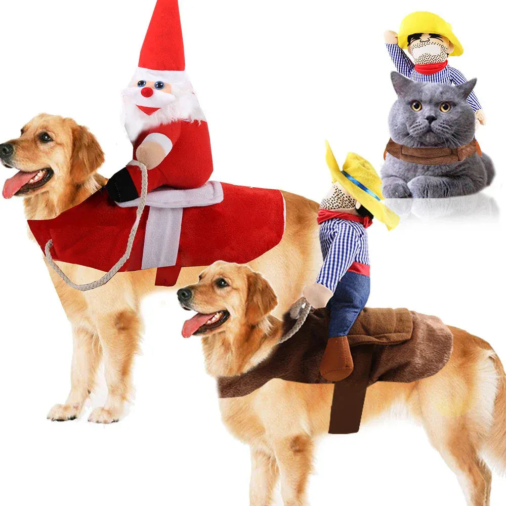 Funny Pet Costume Set – Cowboy, Santa, Snowman & Novelty Outfits for Dogs & Cats