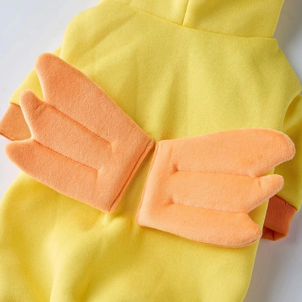 Funny Yellow Chicken Dog Costume | Winter Pet Outfit for Christmas & Halloween | Warm Puppy Jumpsuit for Bulldogs & Teddies