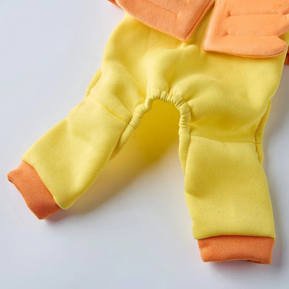 Funny Yellow Chicken Dog Costume | Winter Pet Outfit for Christmas & Halloween | Warm Puppy Jumpsuit for Bulldogs & Teddies