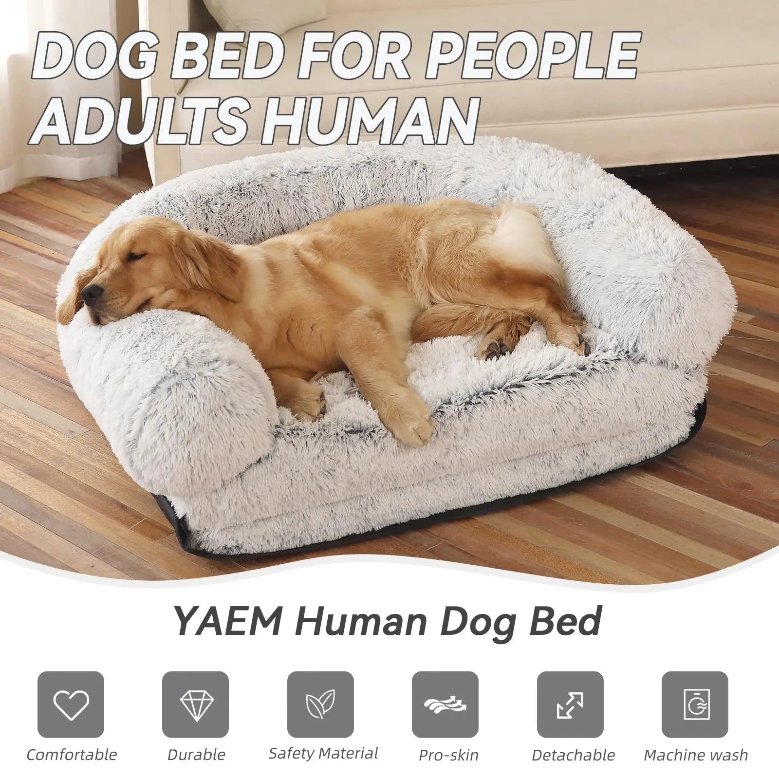 Giant Plush Human Dog Bed - Foldable Bean Bag for Adults & Pets