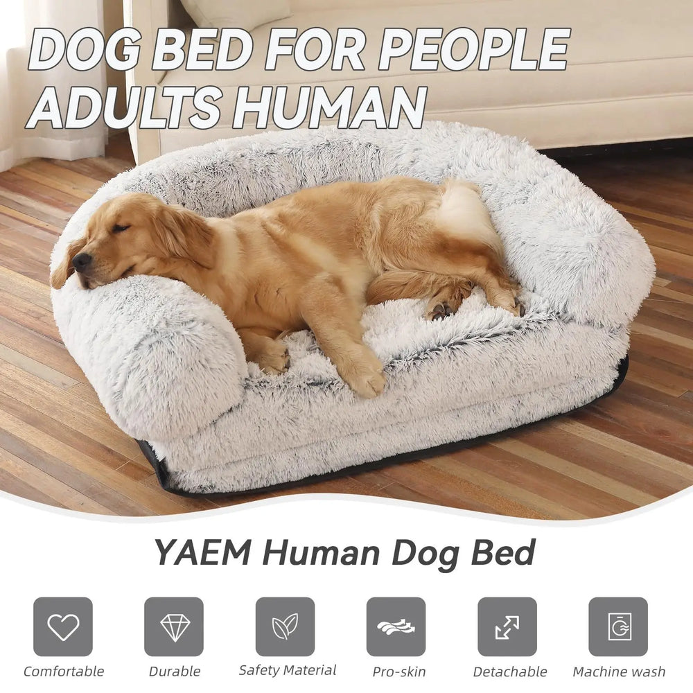 Giant Plush Human Dog Bed - Foldable Bean Bag for Adults & Pets