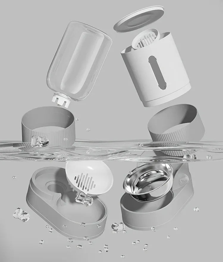 Gravity Automatic Cat Feeder & Water Dispenser - Large Capacity Food Storage Container