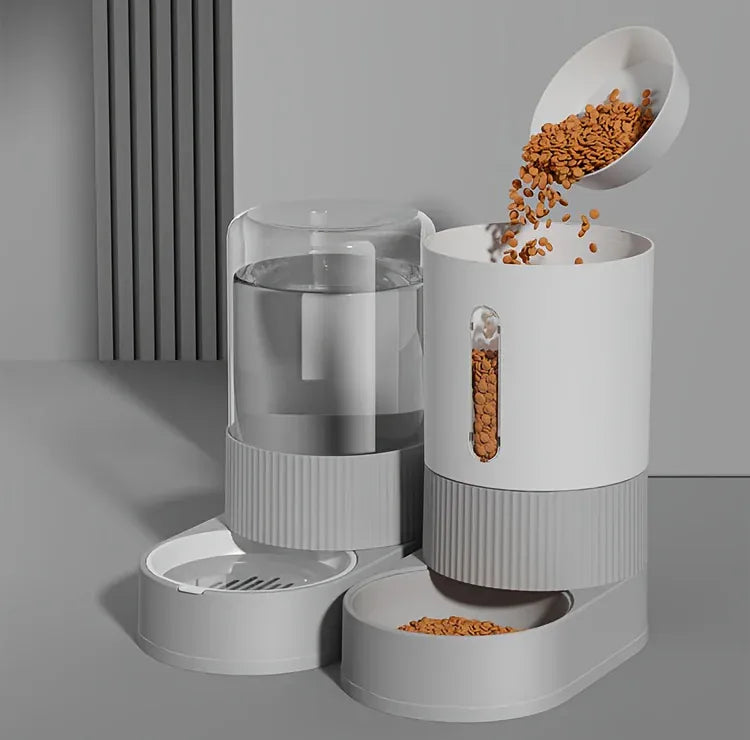 Gravity Automatic Cat Feeder & Water Dispenser - Large Capacity Food Storage Container