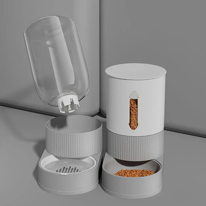 Gravity Automatic Cat Feeder & Water Dispenser - Large Capacity Food Storage Container