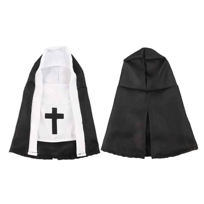 Halloween Nun Costume for Cats - Funny Pet Cosplay Cloak for Small Dogs
