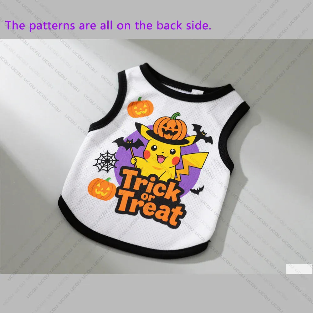 Halloween Pet Costume – Terrifying Pikachu Pattern Dog Vest for Cats & Small Dogs